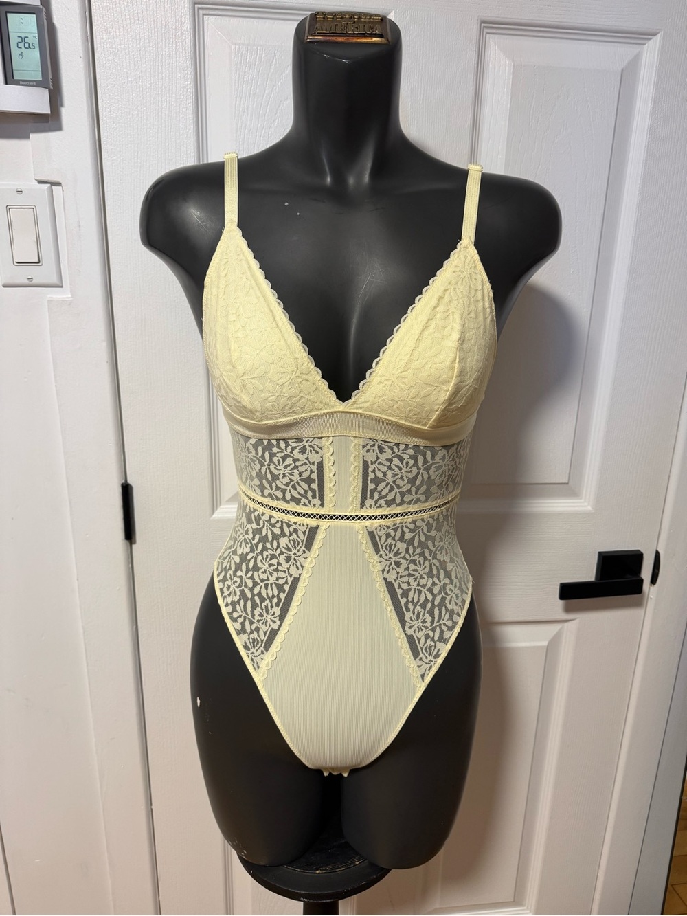Lace Trim Yellow Bodysuit